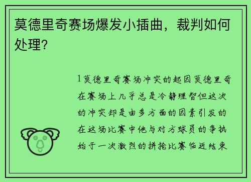 莫德里奇赛场爆发小插曲，裁判如何处理？